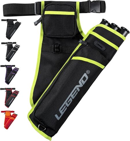 LEGEND First Archery Quiver Case for Arrows - Target Shooting Hip Quivers with Adjustable Belt & 3 Arrow Tubes - Durable Nylon Material with T-Slot & Storage Pockets for Accessories, Tools, Score Card in Saudi Arabia