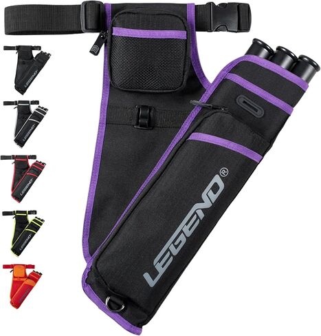 LEGEND First Archery Quiver Case for Arrows - Target Shooting Hip Quivers with Adjustable Belt & 3 Arrow Tubes - Durable Nylon Material with T-Slot & Storage Pockets for Accessories, Tools, Score Card in Saudi Arabia