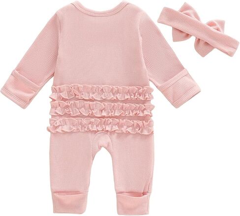 Newborn Baby Girl Coming Going Home Clothes She's Here Bow Embroidery Knit Romper Onesie Fall Winter Outfit in Saudi Arabia