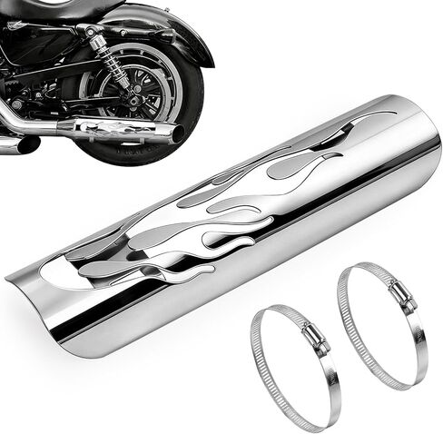 دراجة دراجة نارية Eexhaust Heat Shield ، غطاء محيرات مدخل الدرع المعدني مع مشابك 90-110 ملم - الفضة in Saudi Arabia
