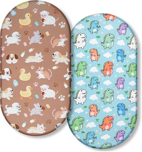 Pack and Play Sheets, 2 Pack Mini Crib Sheets for 38x26 Mattress, Stretchy Snug Fit Playard Fitted Sheet, Soft Breathable Cozy Material, Compatible with Graco Pack n Play for Baby and Toddler in Saudi Arabia