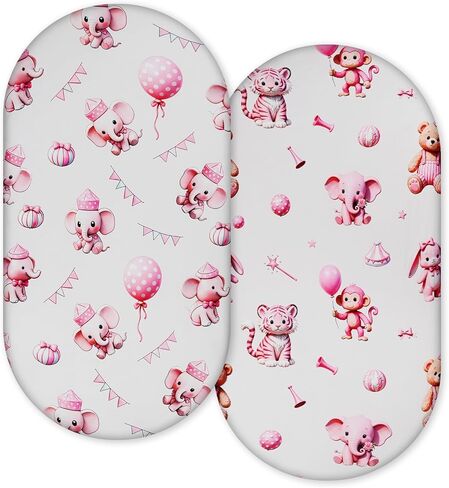 Pack and Play Sheets, 2 Pack Mini Crib Sheets for 38x26 Mattress, Stretchy Snug Fit Playard Fitted Sheet, Soft Breathable Cozy Material, Compatible with Graco Pack n Play for Baby and Toddler in Saudi Arabia