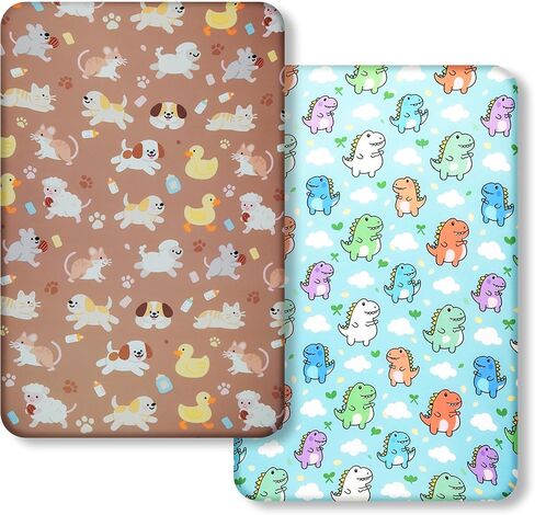 Pack and Play Sheets, 2 Pack Mini Crib Sheets for 38x26 Mattress, Stretchy Snug Fit Playard Fitted Sheet, Soft Breathable Cozy Material, Compatible with Graco Pack n Play for Baby and Toddler in Saudi Arabia