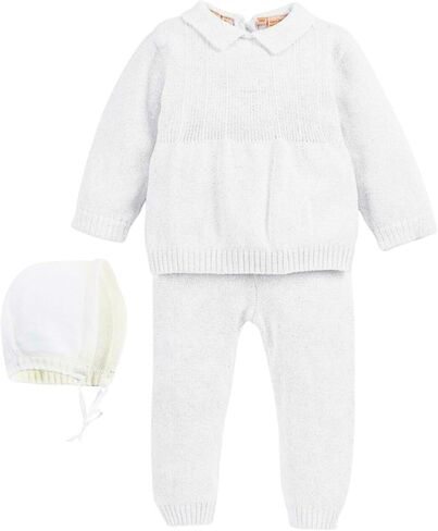 Carriage Boutique White Knitted Baptism Outfits for Boys - 2 Piece Baby Boy Baptism Outfit - Christening Outfits-Cross Detail in Saudi Arabia