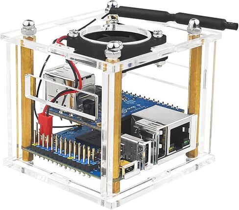 Transparent Acrylic Enclosure Case Protective Shell Cover with Cooling Fan for Orange Pi Zero 3 in Saudi Arabia