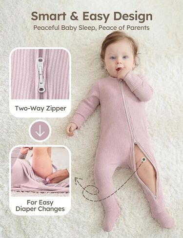 Rayon Made From Bamboo Baby Pajamas Baby Sleepers for Newborn 0-3 3-6 6-9 Months Footie Pjs Baby Boys Girls Clothes in Saudi Arabia
