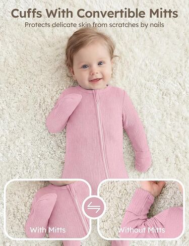 Rayon Made From Bamboo Baby Pajamas Baby Sleepers for Newborn 0-3 3-6 6-9 Months Footie Pjs Baby Boys Girls Clothes in Saudi Arabia