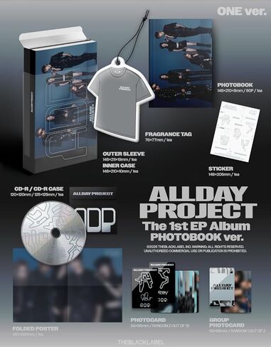 ألبوم ALLDAY PROJECT ADP 1st EP [إصدار واحد] كتاب صور + قرص مضغوط + بطاقتي صورة + بطاقة صور جماعية + بطاقة عطر (انظر إلي) أسود Clr in Kuwait