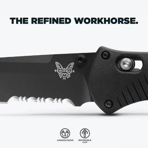 Benchmade - وابل، تكتيكي، سكين للاستخدام اليومي، شفرة تانتو مسننة بمقبض أسود (583SBK) in Kuwait