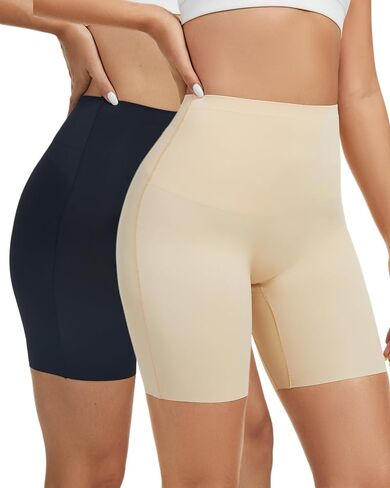 jtjfit نساء شورتات انزلاق عالية مخصصة للفساتين تحت الفساتين القصيرة القصيرة بسلاسة سراويل سراويل ناعمة لمكافحة الغضب underdress in Kuwait