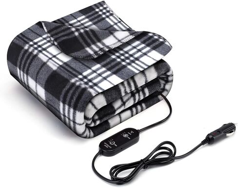 Heated Car Blanket,Stored As A Pillow,Electric Warming Blanket,3 Temperature Settings,Timer,Machine Washable,12/24 V Electric Blanket with Storage Bag 59x43 in in Saudi Arabia