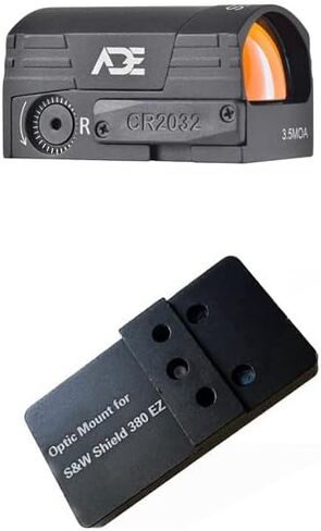 Ade Advanced Optics ARES Pro RD3-028 PRO Motion Awake Motion Awake Red Dot Sight + Weather Shield + لوحة تثبيت بصرية لـ Smith Wesson SW MP 380 Shield EZ Pistol + لوحة تركيب Picatinny القياسية in Kuwait