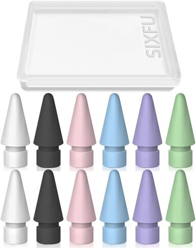 SIXFU 6 Color Tips for Apple Pencil tip, Apple Pen Tip Compatible with iPad Pencil Tip with Cover Case for Apple Pencil Pro/USB-C/ 1st Gen/ 2nd Generation iPencil(White,Black,Pink,Blue,Purple,Green) in Kuwait