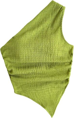 Verdusa Girl's Leopard One Shoulder Tops Y2K Summer Ruched Asymmetrical Sleeveless Tops in Saudi Arabia