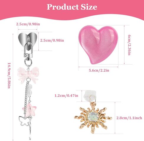 مجموعة سحر لطيفة لجهاز كيندل، بما في ذلك 8 قطع من قابس الغبار من النوع C/USB C، وحامل قبضة القلب، وسلاسل المفاتيح اللامعة مع خطاف in Kuwait