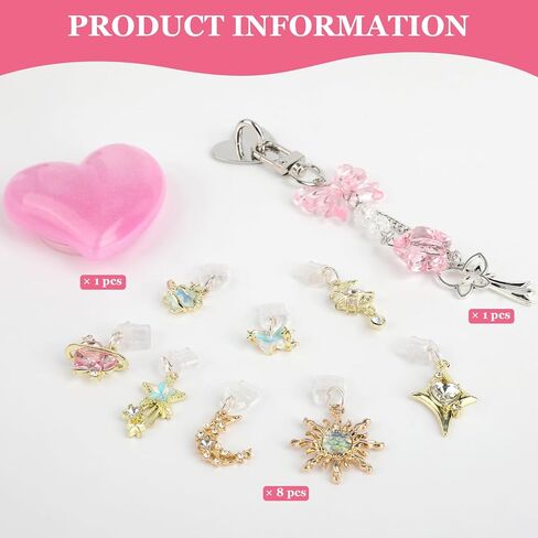 مجموعة سحر لطيفة لجهاز كيندل، بما في ذلك 8 قطع من قابس الغبار من النوع C/USB C، وحامل قبضة القلب، وسلاسل المفاتيح اللامعة مع خطاف in Kuwait