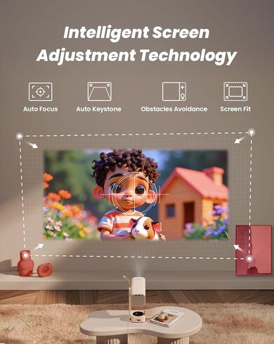 Yaber T1 Pro2 Mini Projector with WiFi and Bluetooth, Dolby Audio & Turbo Sonic Bass, Auto Focus & Keystone, Native 1080 FHD with HDR10, Portable Projector for Outdoor Indoor Use in Saudi Arabia