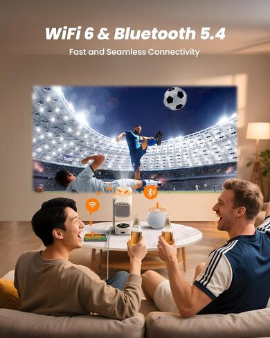 Yaber T1 Pro2 Mini Projector with WiFi and Bluetooth, Dolby Audio & Turbo Sonic Bass, Auto Focus & Keystone, Native 1080 FHD with HDR10, Portable Projector for Outdoor Indoor Use in Saudi Arabia