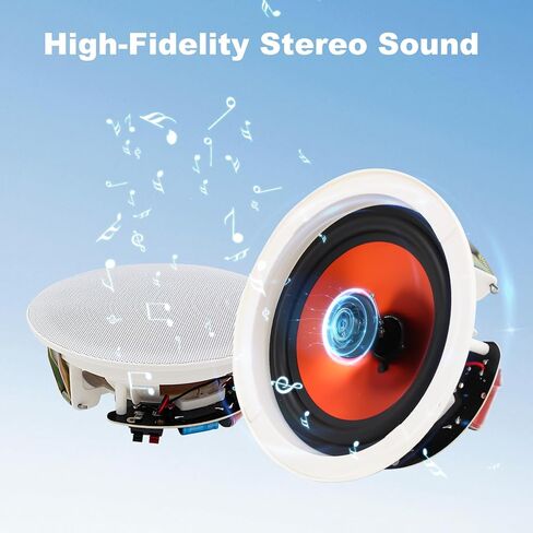 Herdio 8 Inch 800 Watts High Power Bluetooth Ceiling Speakers - 4 Recessed Speakers, Crisp Surround Sound for Home Theater, Bedroom, Kitchen, Office & Covered Patio(2 Paris) in Saudi Arabia