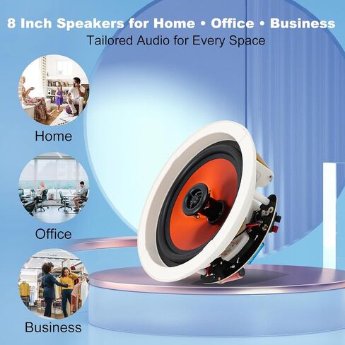 Herdio 8 Inch 800 Watts High Power Bluetooth Ceiling Speakers - 4 Recessed Speakers, Crisp Surround Sound for Home Theater, Bedroom, Kitchen, Office & Covered Patio(2 Paris) in Saudi Arabia