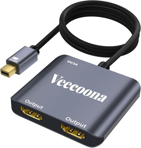 ميني ديسبلاي بورت إلى محول HDMI مزدوج | 4K60 هرتز، Thunderbolt 2 DP ذكر إلى HDMI أنثى مقسم منفذ عرض ممتد للشاشات المزدوجة، لجهاز MacBook Air/Pro، Mac mini، Surface Pro/Dock in Kuwait