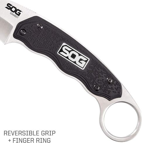 سكين SOG Survival Karambit - سكين حزام الأمان المنحني، شفرة تانغ كاملة ثابتة 2.6 بوصة مع غمد نايلون صلب ومشبك قابل للتعديل (GB1001-CP)، أسود in Kuwait