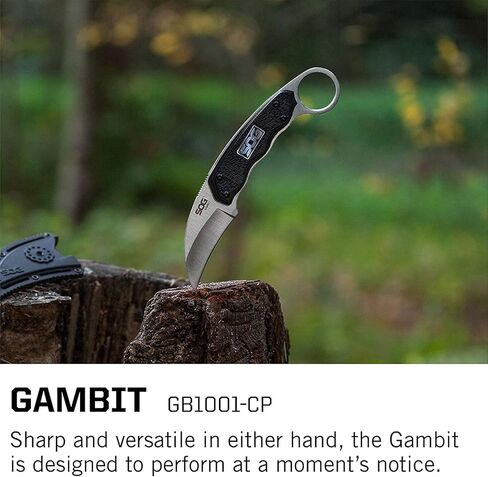سكين SOG Survival Karambit - سكين حزام الأمان المنحني، شفرة تانغ كاملة ثابتة 2.6 بوصة مع غمد نايلون صلب ومشبك قابل للتعديل (GB1001-CP)، أسود in Kuwait