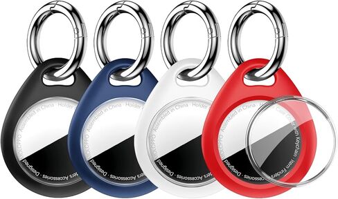 1|2|4 عبوات لحامل AirTag مع سلسلة مفاتيح، غطاء حماية شفاف لكامل الجسم لجهاز Apple Air Tag الجيل الأول والثاني الجديد، ملحقات حلقة مفاتيح بغطاء صلب آمن للمفاتيح والأمتعة والحيوانات الأليفة وحقائب الظهر in Kuwait