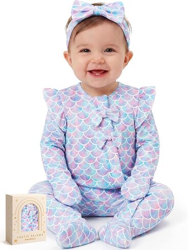 Yoofoss Baby Pajamas Rayon Made From Bamboo Sleepers, Baby Girl Clothes Newborn 0-3 3-6 6-9 Months Footed Pjs, Soft in Kuwait