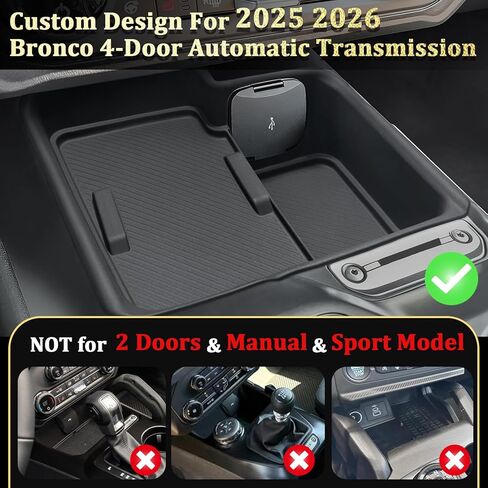 TOPINSTALL Silicone Wireless Charging Protective Mat Compatible with 2025 2026 Ford Bronco 4-Door Automatic Transmission, Waterproof Pad Console Anti-Slip Liner (NOT for Manual & 2 Doors & Sport) in Saudi Arabia