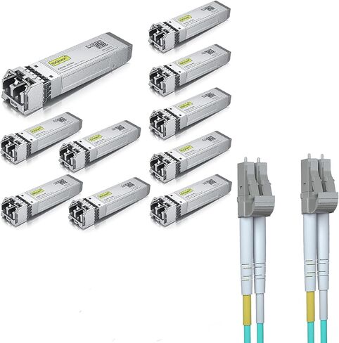 [حزمة من 10] جهاز إرسال واستقبال 10GBase-SR SFP+ و[حزمة من 10] سلك ألياف بصرية من OM3 LC إلى LC بطول 5 أمتار in Saudi Arabia