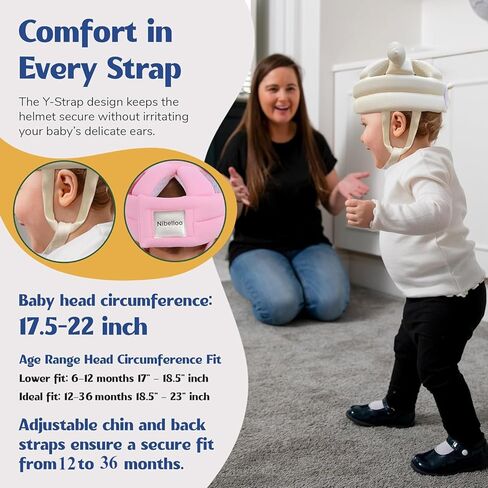 Baby Head Protector for Crawling Walking, Infant Helmet with Foam Bumpers, Adjustable Baby Helmet for Crawling Walking, Toddler Helmet - Head Protector for Baby Walking 12-36 Months. in Saudi Arabia