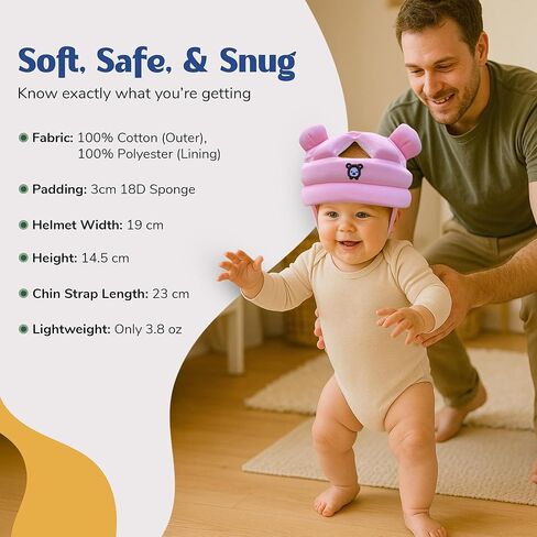 Baby Head Protector for Crawling Walking, Infant Helmet with Foam Bumpers, Adjustable Baby Helmet for Crawling Walking, Toddler Helmet - Head Protector for Baby Walking 12-36 Months. in Saudi Arabia