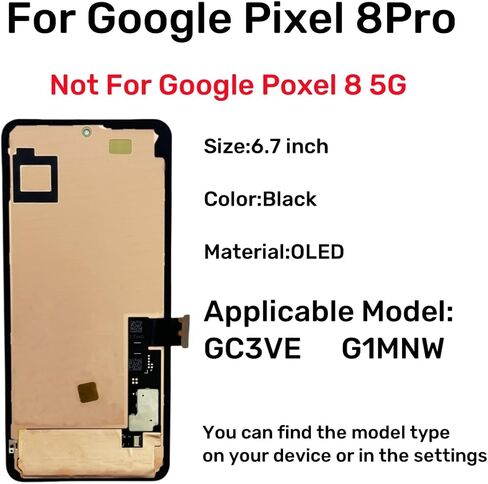 شاشة OLED لشاشة Google Pixel 8 Pro بديلة لشاشة Google Pixel 8 Pro LCD شاشة Pantalla التي تعمل باللمس مع مجموعة أدوات الإطار GC3VE تدعم بصمة الإصبع (بدون كابل بصمة الإصبع) in Kuwait