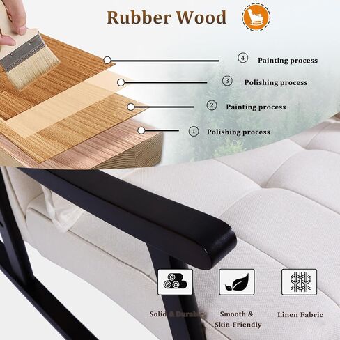 NOBLEMOOD Rocking Chair Indoor with Ottoman, Nursery Rocking Chair with Lumbar Pillow, High Back Upholstered Solid Wood Frame Rocker for Living Room in Saudi Arabia