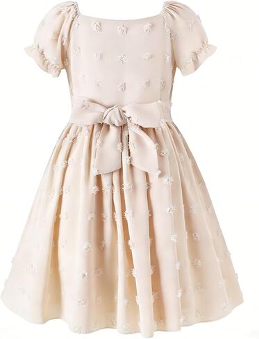 HILEELANG Girls Long Sleeve Princess Party Dress-Bow Tie Tulle Skirt Kids Holiday Birthday Wedding Outfit Ages 6-12 in Saudi Arabia