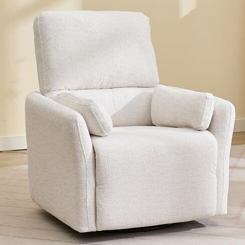 Power Rocker Swivel Recliner Chair for Adults, 26" Extra Wide Glider Reclining Nursery Chair w/USB & Type-C Charger Rocking Chairs for Living Room Bedroom Grey in Saudi Arabia