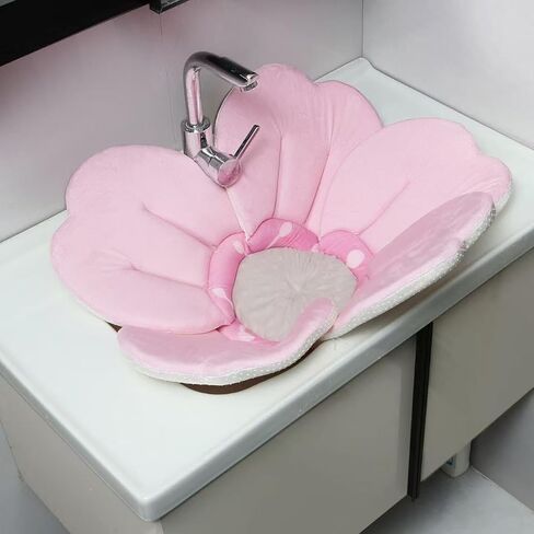 PandaEar Baby Bath Pad for Infant Newborn, Bathtub Sink Flower 5 Petals Mat, Petal Soft Supports Lounger Essentials Shower Gift (Pink) in Saudi Arabia
