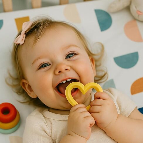 Valentine's Day Baby Teether Silicone Heart Teething Toys 6-12 Months 0-6 Months,Baby Chew Toys Teething Relief,Gifts for Babies,BPA-Free in Kuwait