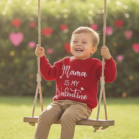 سترة للأطفال البنات والأولاد لعيد الحب ماما هي My Valentine مكتنزة وأكمام طويلة بلوفر لطيف للأطفال الصغار in Kuwait