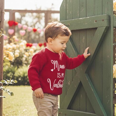 سترة للأطفال البنات والأولاد لعيد الحب ماما هي My Valentine مكتنزة وأكمام طويلة بلوفر لطيف للأطفال الصغار in Kuwait