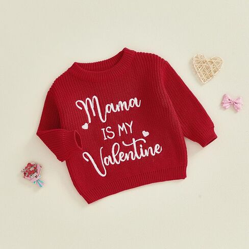 سترة للأطفال البنات والأولاد لعيد الحب ماما هي My Valentine مكتنزة وأكمام طويلة بلوفر لطيف للأطفال الصغار in Kuwait