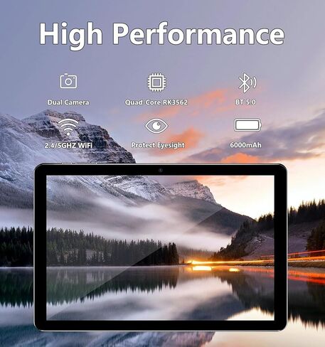 ECOPAD 10.1 Inch Tablet, Android 15 Tablets 12GB(4+8) RAM / 64GB ROM / 1TB SD Card Expansion, 1280x800 IPS HD Touchscreen, 6000mAh Battery, Bluetooth 5.0, Dual Cameras, GMS, Dual Band WiFi, Black in Saudi Arabia