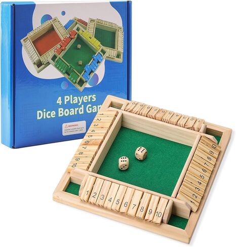 لعبة Shut The Box، 1-4 لاعبين، صندوق مغلق كلاسيكي 8 نرد، يحسن المهارات الرياضية، مناسب للعائلات والفصول الدراسية والتجمعات (8.66 * 8.66 بوصة، ألوان نابضة بالحياة) in Saudi Arabia