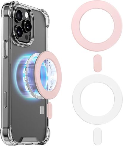 لملصق Magsafe المغناطيسي، عبوتين، حلقة محول مغناطيسية لحافظات الهاتف، ملحقات Mag Safe، متوافقة مع iPhone 17/Air/16/15/14/13، Galaxy S24/S23/Ipad/Kindle/Popsocket (قطعتان أبيضتان) in Kuwait