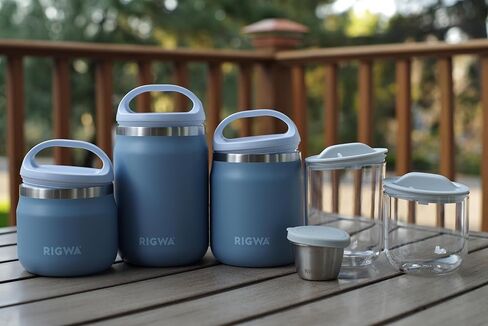RIGWA POD TRIO SET - CLOUD - Ceramic Coated Stainless Steel Insulated Pod Set - Leakproof Food Pods with Lids - Complementary Triton Inserts - Non-Toxic & BPA Free in Saudi Arabia