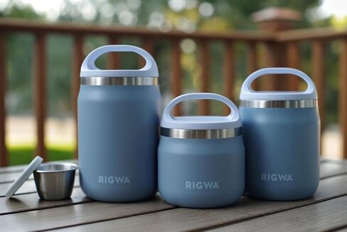 RIGWA POD TRIO SET - CLOUD - Ceramic Coated Stainless Steel Insulated Pod Set - Leakproof Food Pods with Lids - Complementary Triton Inserts - Non-Toxic & BPA Free in Saudi Arabia