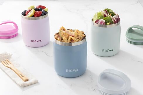 RIGWA POD TRIO SET - CLOUD - Ceramic Coated Stainless Steel Insulated Pod Set - Leakproof Food Pods with Lids - Complementary Triton Inserts - Non-Toxic & BPA Free in Saudi Arabia