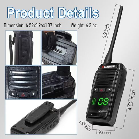 FS-8200 مقاوم للماء جهاز اتصال لاسلكي IP68 راديو VHF عائم، 2500 مللي أمبير في الساعة قابل لإعادة الشحن، النوع C، 128 قناة، شاشة مخفية، خفيف الوزن، أجهزة راديو محمولة ثنائية الاتجاه للسواحل وصيد الأسماك والتجديف (عبوة واحدة) in Kuwait