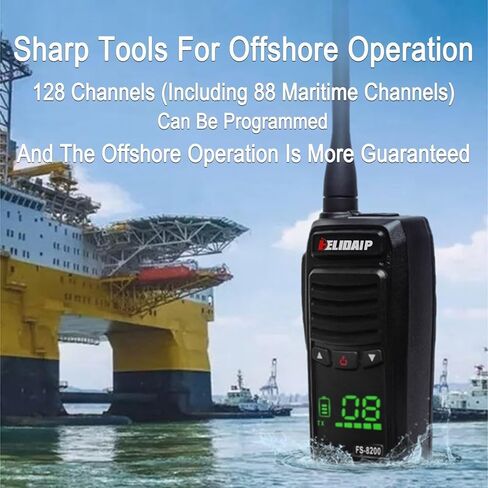FS-8200 مقاوم للماء جهاز اتصال لاسلكي IP68 راديو VHF عائم، 2500 مللي أمبير في الساعة قابل لإعادة الشحن، النوع C، 128 قناة، شاشة مخفية، خفيف الوزن، أجهزة راديو محمولة ثنائية الاتجاه للسواحل وصيد الأسماك والتجديف (عبوة واحدة) in Kuwait